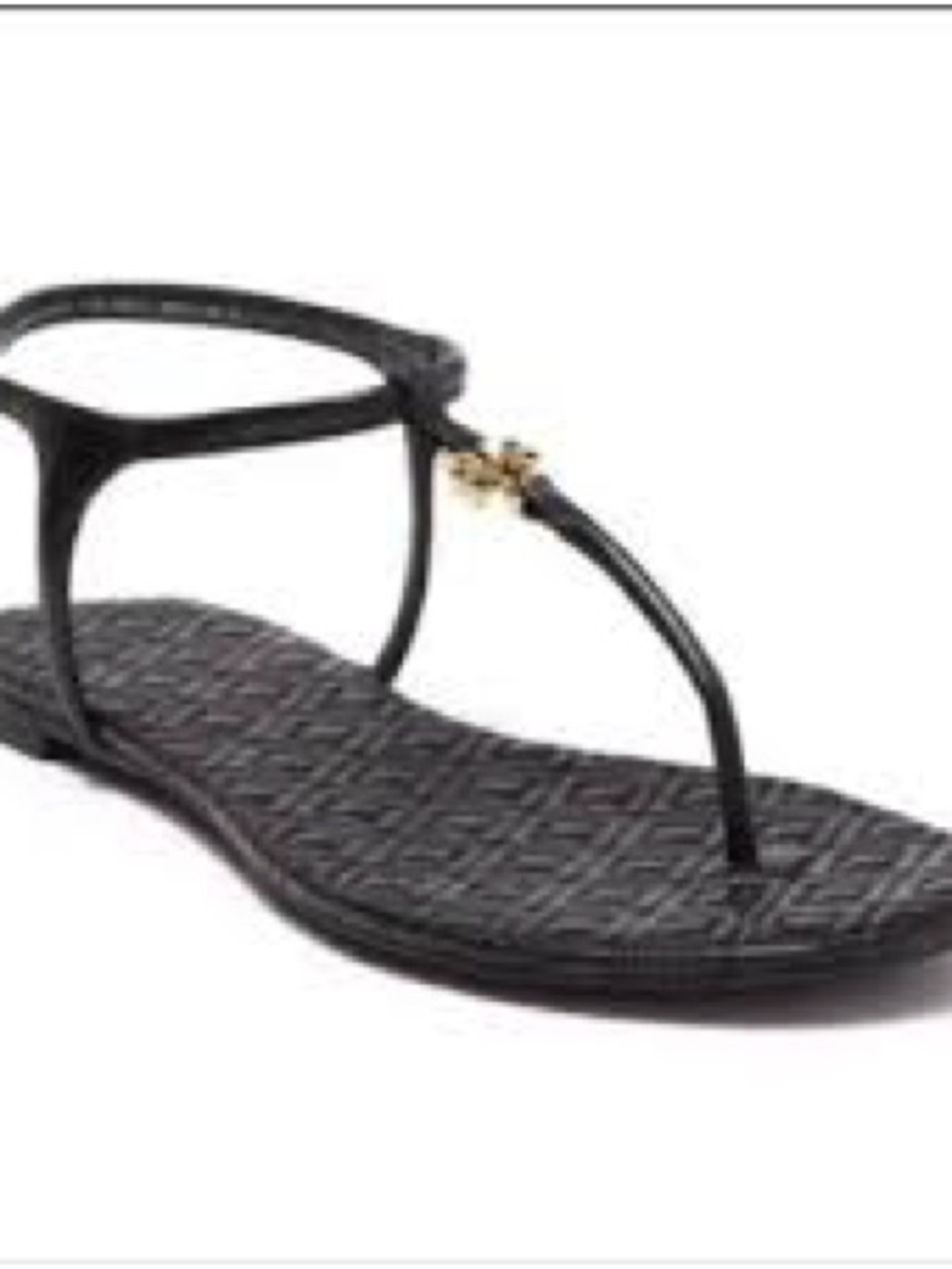 Tory Burch Black Marion Quilted Leather T strap sandals Size 8.5